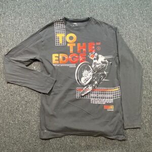 CA Graphic TShirt Sz S Mens Grey Skater Grunge Motocross To The Edge Long Sleeve